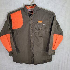 Rock Point Hunting Shirt Mens M Green Orange Vented Long Sleeve Button Up